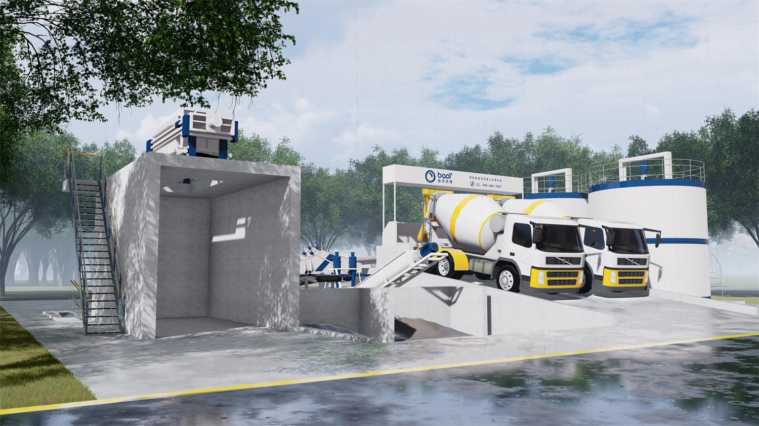 【BYSF-80型】零排放废弃混凝土处理系统